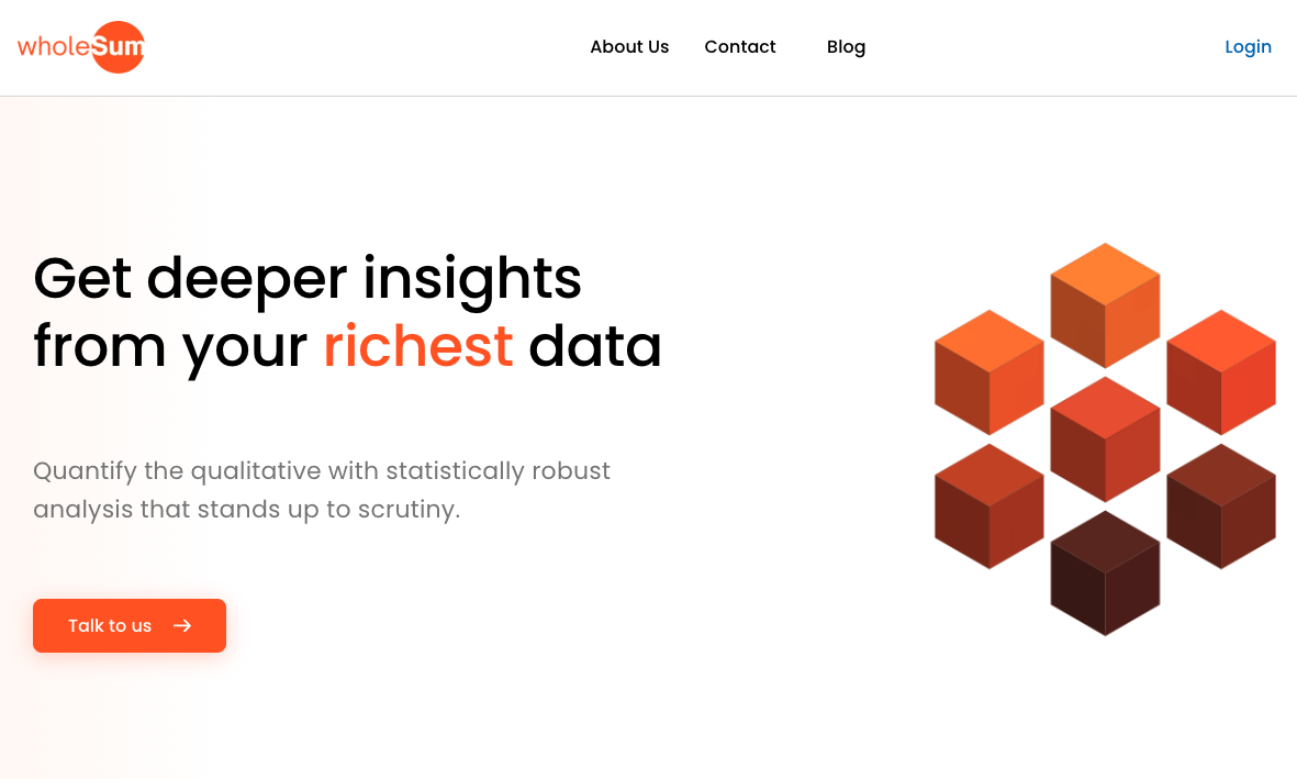 WholeSum homepage hero, Get deeper insights from your richest data